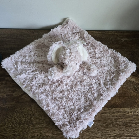 Oobles Danbar Pink Cream Elephant Fur Security Baby Blanket - Picture 1 of 4